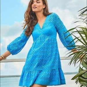 Lilly Pulitzer Dress Lucinda Blue Eyelet Lace Size 0